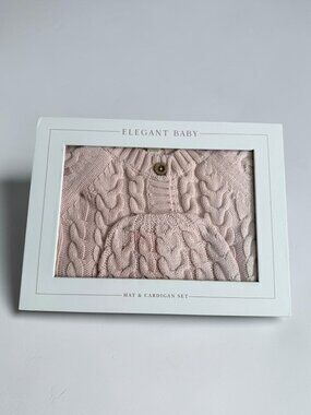 ELEGANT BABY Pink Cardigan and Hat Set Sz 6-9 Months NEW NIB